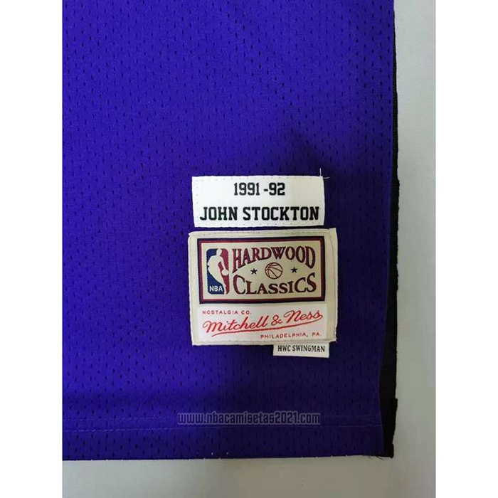 Camiseta Utah Jazz John Stockton #12 Mitchell & Ness 1991-92  Violeta
